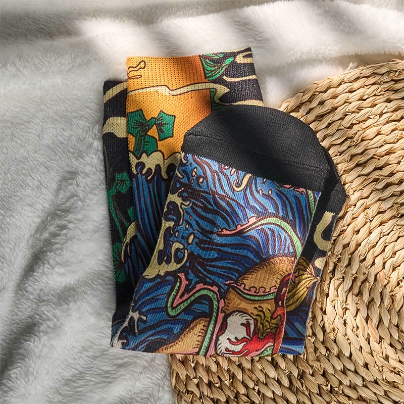 Buddha Stones, swobodne, żywe ryby, płynące fale, mikro skarpetki, męskie i damskie, unisex - image 4