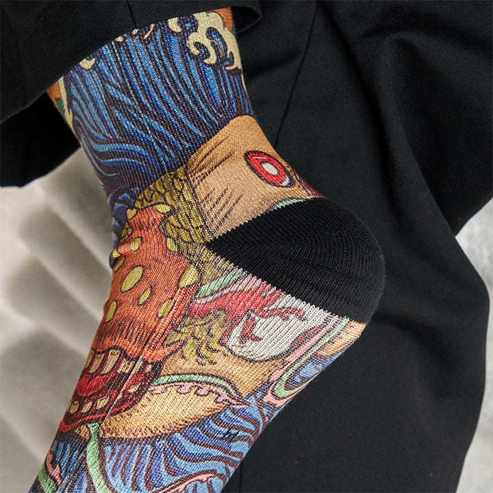 Buddha Stones, swobodne, żywe ryby, płynące fale, mikro skarpetki, męskie i damskie, unisex - image 8