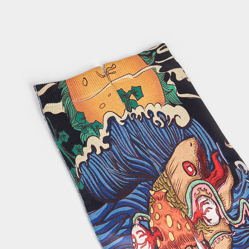 Buddha Stones, swobodne, żywe ryby, płynące fale, mikro skarpetki, męskie i damskie, unisex - image 2