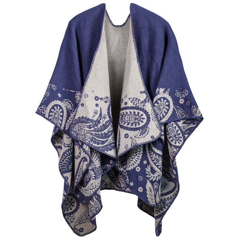 Buddha Stones, jesień, zima, tybetański wzór paisley, szal, termiczny, przytulny, unisex - DarkSlateBlue - image 6