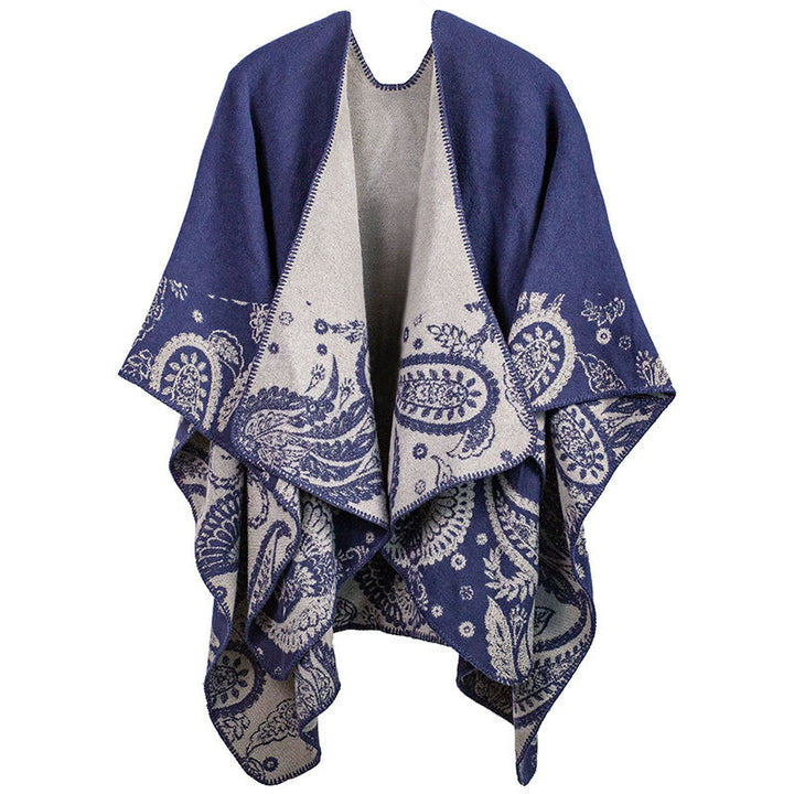 Buddha Stones, jesień, zima, tybetański wzór paisley, szal, termiczny, przytulny, unisex - DarkSlateBlue - image 6