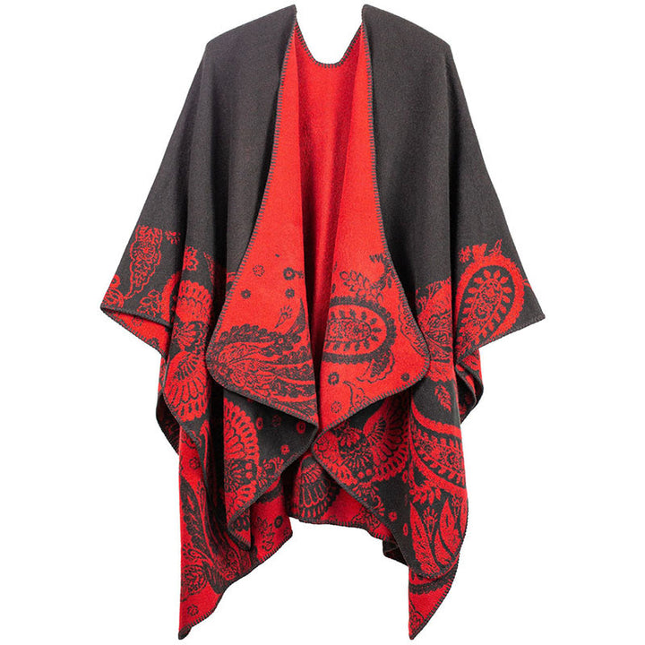 Buddha Stones, jesień, zima, tybetański wzór paisley, szal, termiczny, przytulny, unisex - Czerwony - image 7