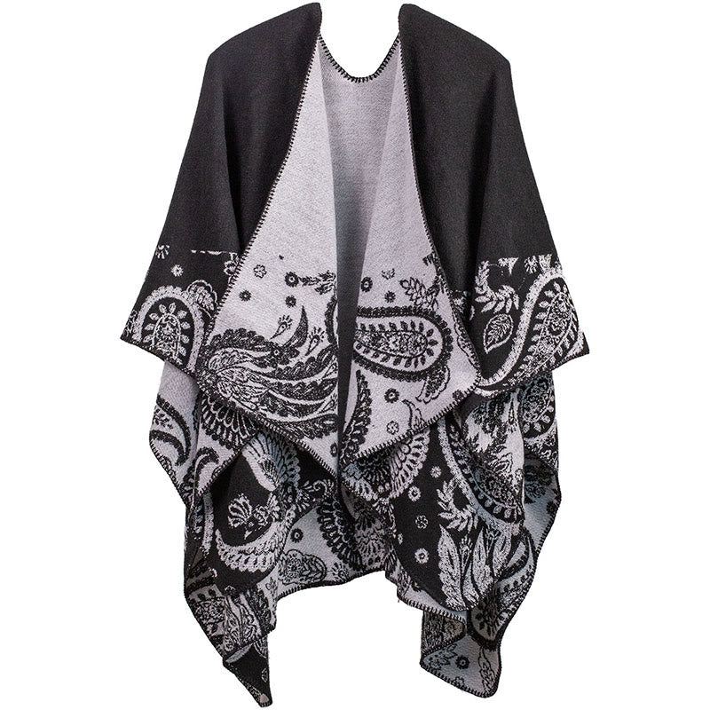 Buddha Stones, jesień, zima, tybetański wzór paisley, szal, termiczny, przytulny, unisex - Czarny - image 5