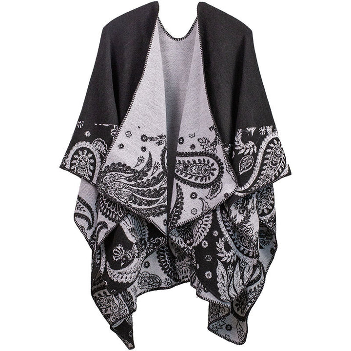 Buddha Stones, jesień, zima, tybetański wzór paisley, szal, termiczny, przytulny, unisex - Czarny - image 5