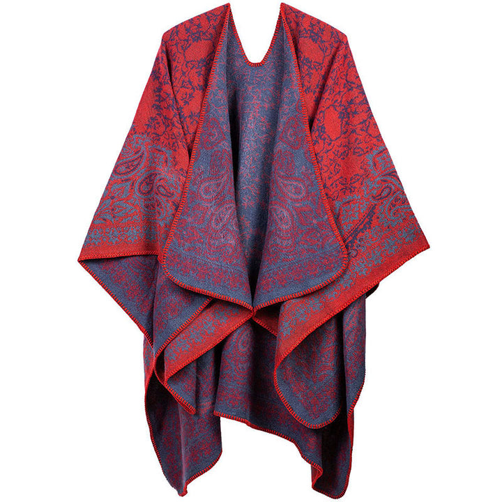 Buddha Stones Tybetańskie Kontrastowe Kolory Wzór Paisley Kwiatowy Przytulny Szalik Unisex - Pomarańczowo-czerwony - image 8
