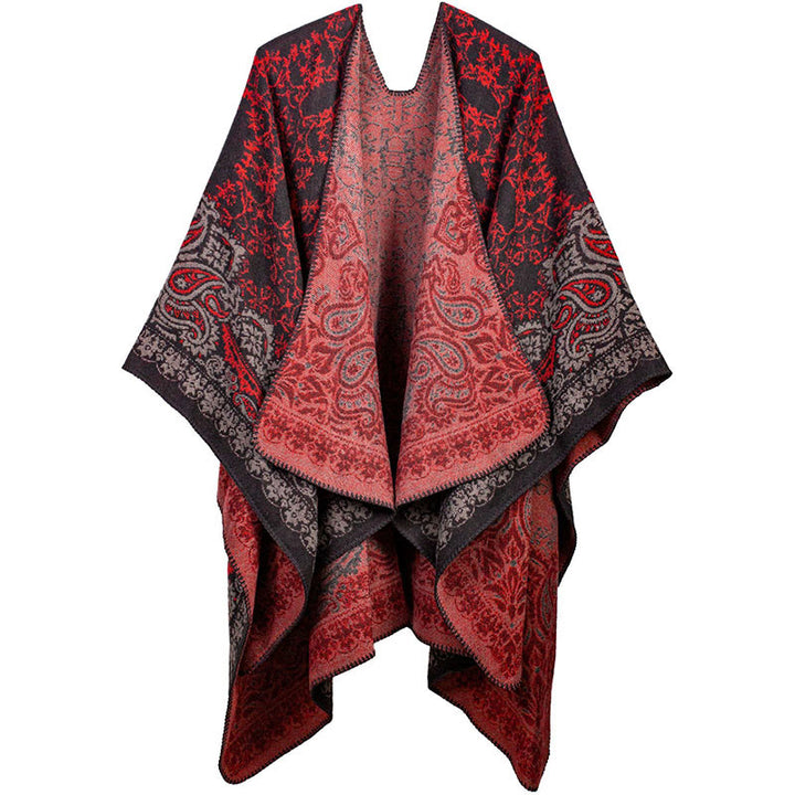 Buddha Stones Tybetańskie Kontrastowe Kolory Wzór Paisley Kwiatowy Przytulny Szalik Unisex - Czerwony - image 6