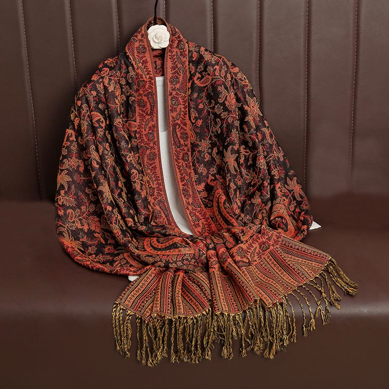 Buddha Stones, etniczny, codzienny, tybetański wzór paisley, frędzle, przytulny szal - image 9