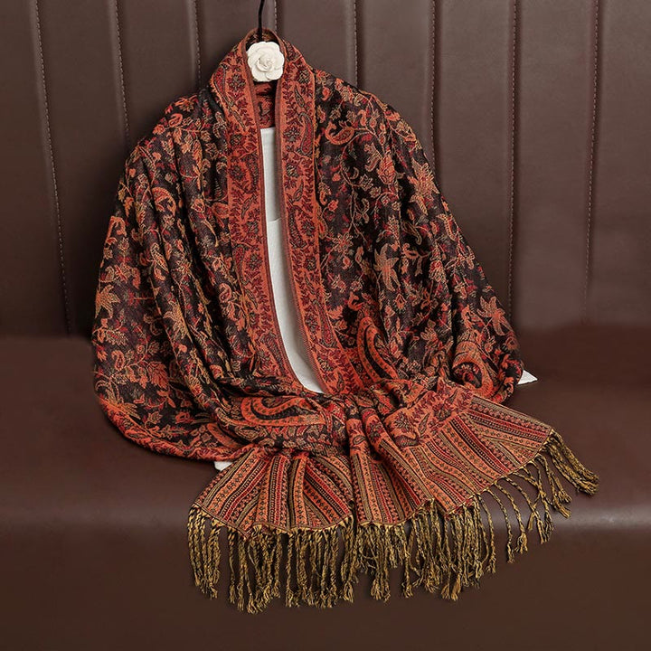 Buddha Stones, etniczny, codzienny, tybetański wzór paisley, frędzle, przytulny szal - image 9