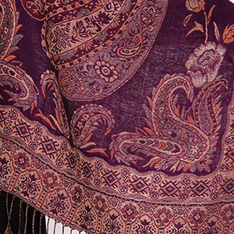 Buddha Stones w stylu boho, tybetański wzór paisley z kwiatowym wzorem i frędzlami, przytulny szalik - image 18
