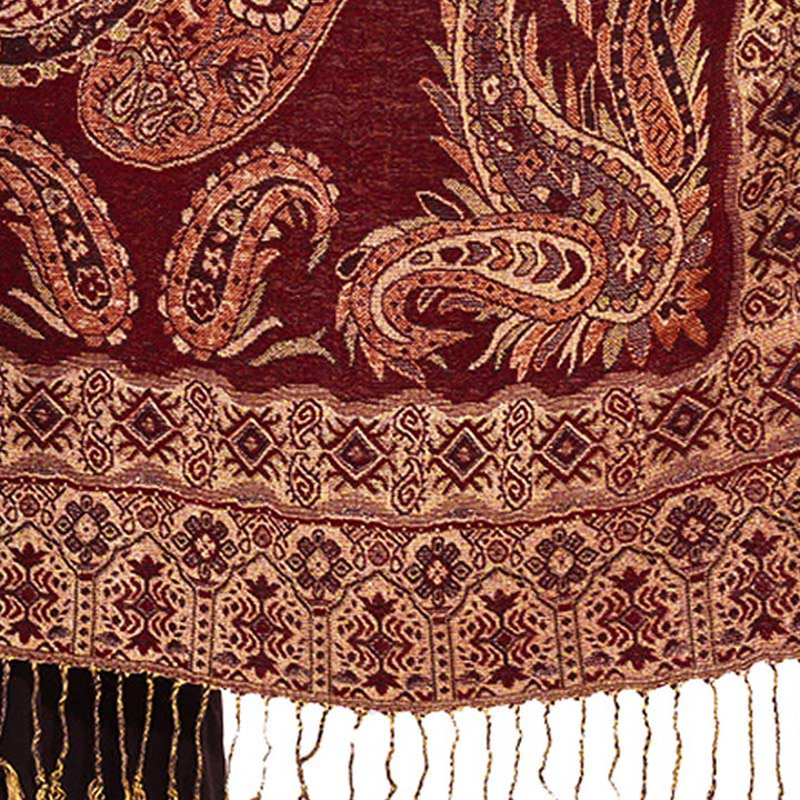 Buddha Stones w stylu boho, tybetański wzór paisley z kwiatowym wzorem i frędzlami, przytulny szalik - image 11