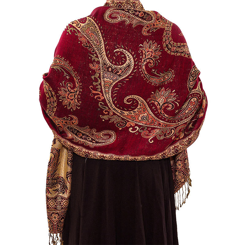 Buddha Stones w stylu boho, tybetański wzór paisley z kwiatowym wzorem i frędzlami, przytulny szalik - image 10