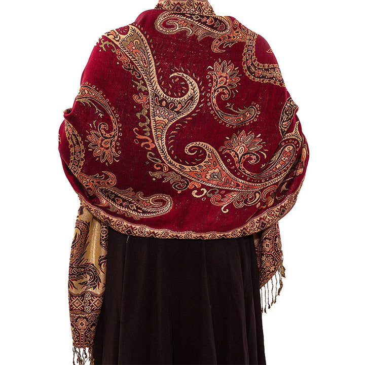 Buddha Stones w stylu boho, tybetański wzór paisley z kwiatowym wzorem i frędzlami, przytulny szalik - image 10