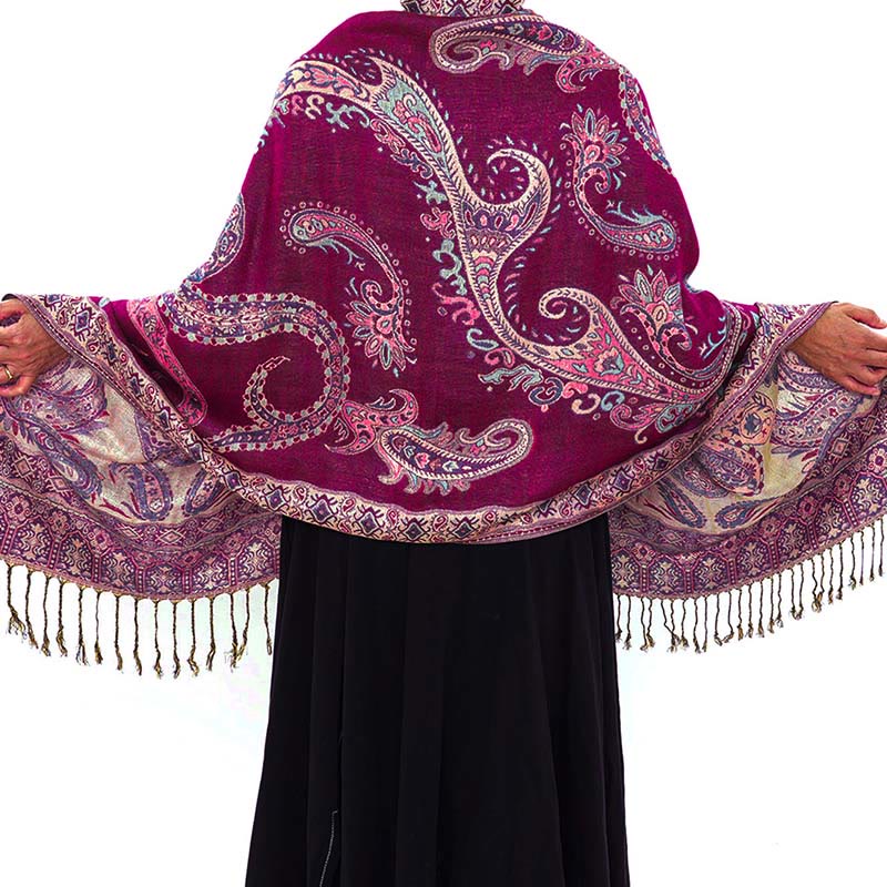 Buddha Stones w stylu boho, tybetański wzór paisley z kwiatowym wzorem i frędzlami, przytulny szalik - image 22