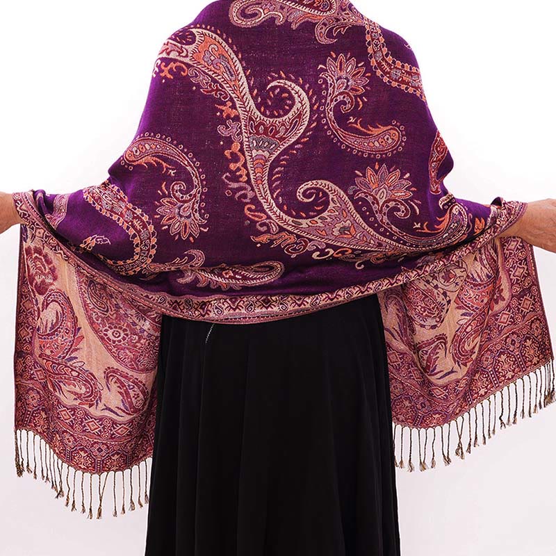 Buddha Stones w stylu boho, tybetański wzór paisley z kwiatowym wzorem i frędzlami, przytulny szalik - image 17