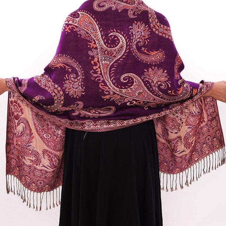 Buddha Stones w stylu boho, tybetański wzór paisley z kwiatowym wzorem i frędzlami, przytulny szalik - image 17