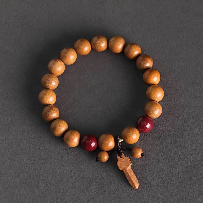 Bransoletka z Buddha Stones i mieczem z drewna brzoskwiniowego i cynobru - image 1