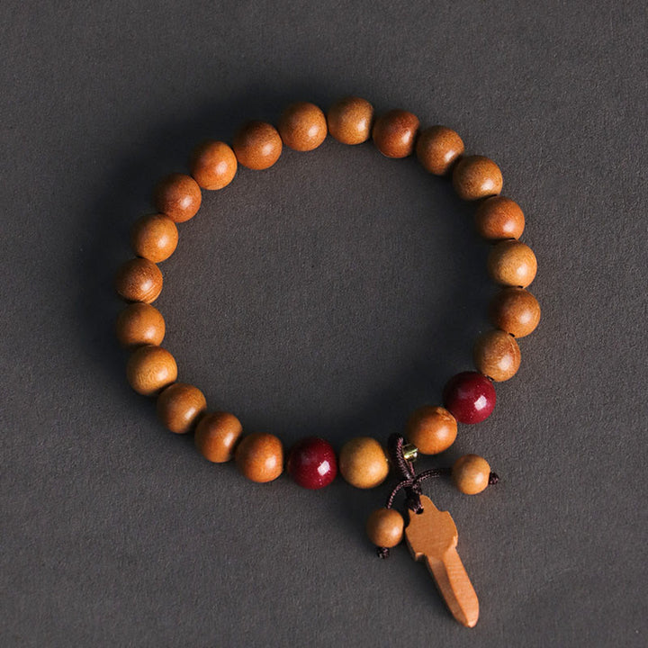 Bransoletka z Buddha Stones i mieczem z drewna brzoskwiniowego i cynobru - image 8