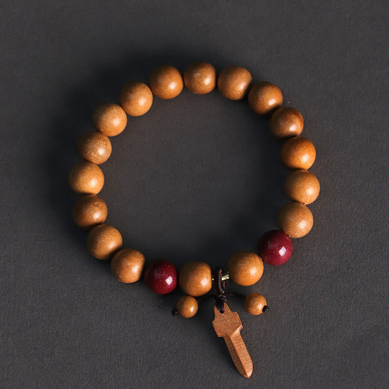 Bransoletka z Buddha Stones i mieczem z drewna brzoskwiniowego i cynobru - image 2