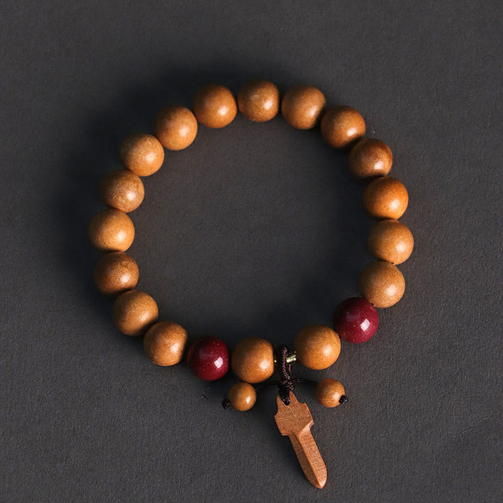 Bransoletka z Buddha Stones i mieczem z drewna brzoskwiniowego i cynobru - image 2