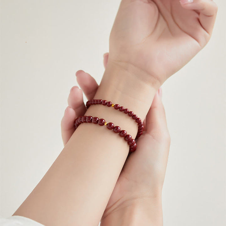 Bransoletka z Buddha Stones 999 ze złota z cynobrem i prostym wzorem skupienia - image 16