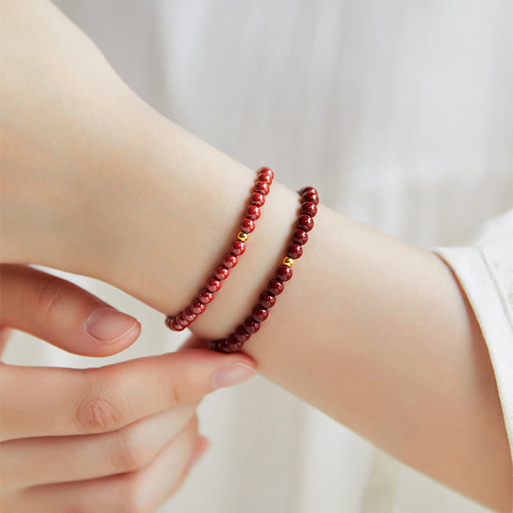 Bransoletka z Buddha Stones 999 ze złota z cynobrem i prostym wzorem skupienia - image 17