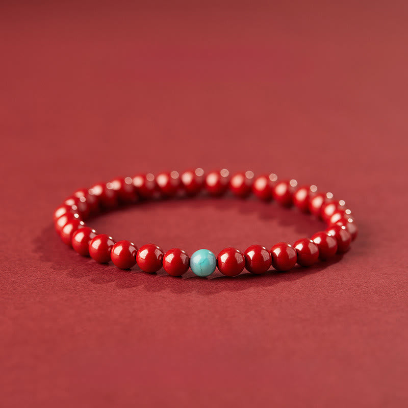 Bransoletka z Buddha Stones i turkusem cynobrowym - 6mm Imperial Cinnabar - image 3