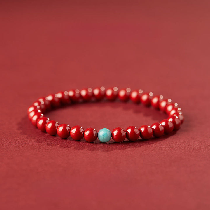 Bransoletka z Buddha Stones i turkusem cynobrowym - 6mm Imperial Cinnabar - image 3