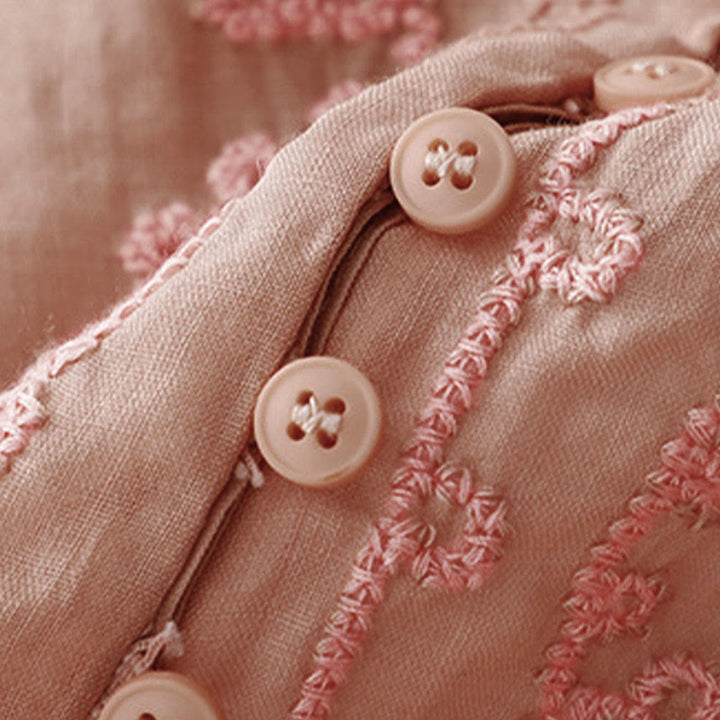 Koszula damska z krótkim rękawem i prostym wzorem żabiej klamry „Buddha Stones” - image 3