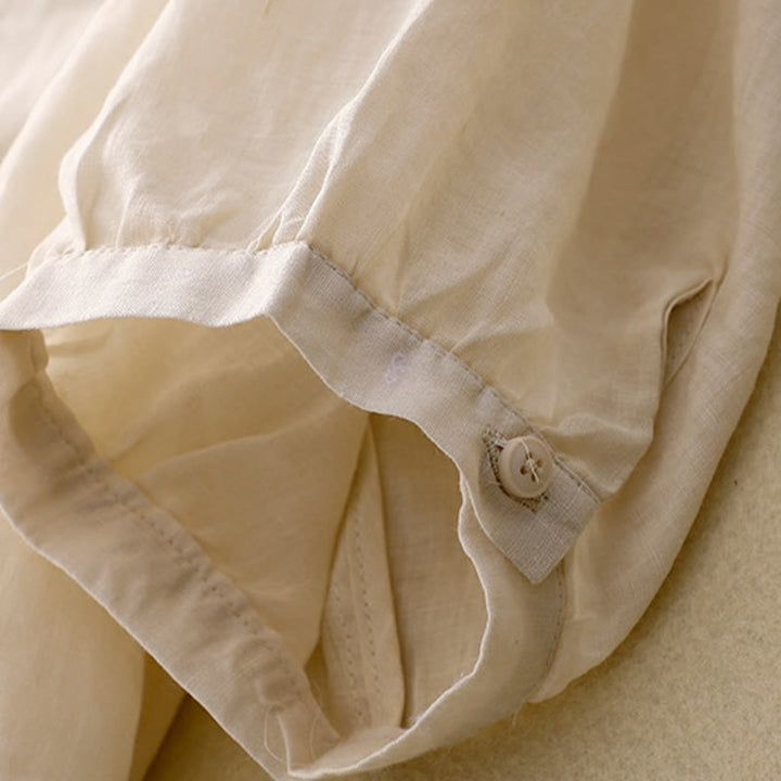 Koszula damska z krótkim rękawem i prostym wzorem żabiej klamry „Buddha Stones” - image 11