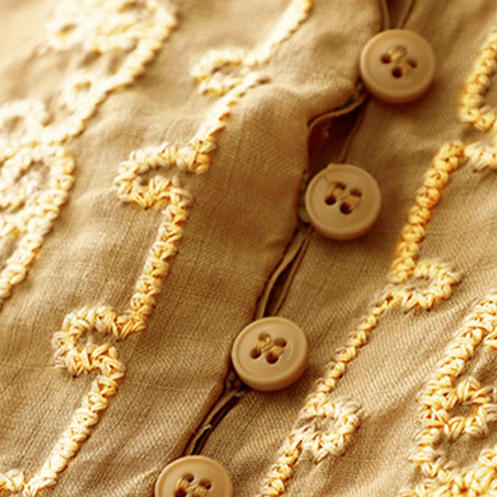 Koszula damska z krótkim rękawem i prostym wzorem żabiej klamry „Buddha Stones” - image 15