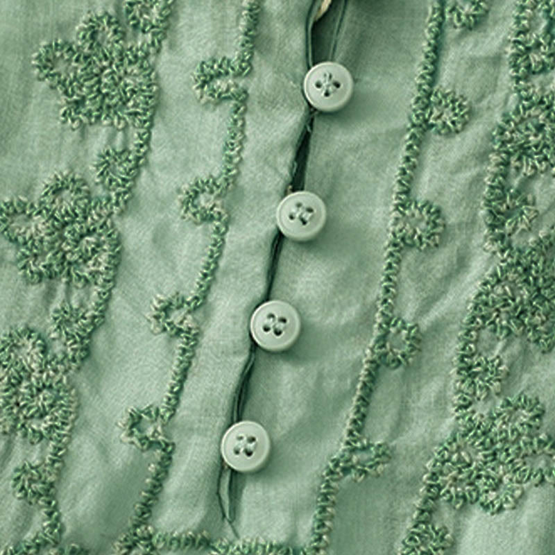 Koszula damska z krótkim rękawem i prostym wzorem żabiej klamry „Buddha Stones” - image 21