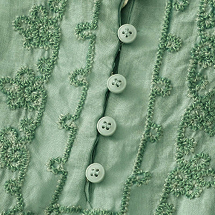 Koszula damska z krótkim rękawem i prostym wzorem żabiej klamry „Buddha Stones” - image 21