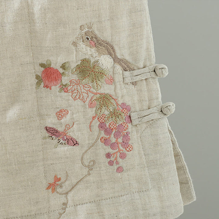 Spodnie damskie z szerokimi nogawkami i kieszeniami, haftowane żaby z Buddha Stones - image 14