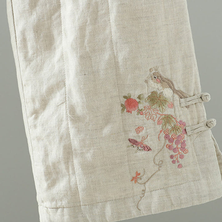 Spodnie damskie z szerokimi nogawkami i kieszeniami, haftowane żaby z Buddha Stones - image 13