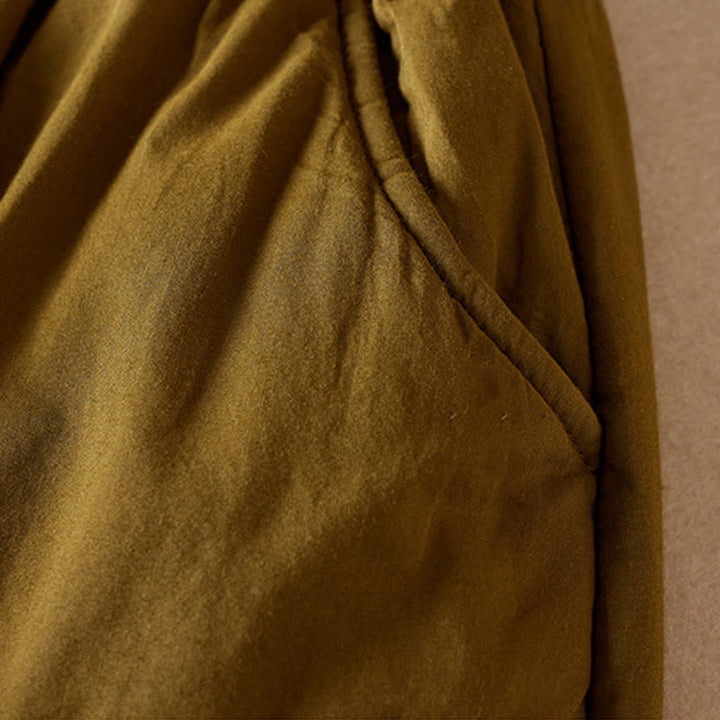 Damskie spodnie haremowe z grubej bawełny z kieszeniami i gładkimi, bawełnianymi watami w kolorze Buddha Stones - image 5