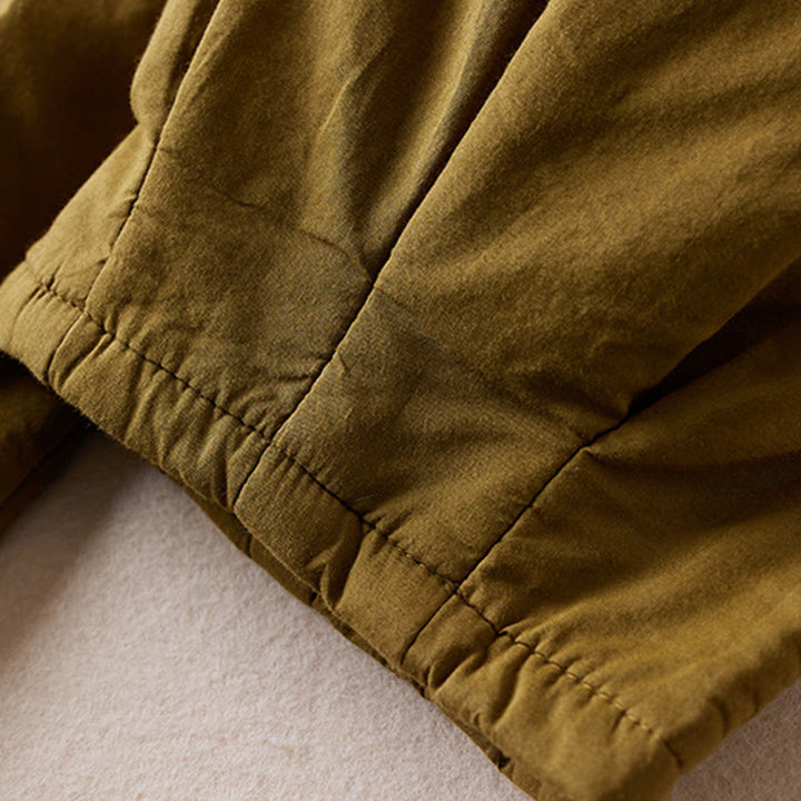 Damskie spodnie haremowe z grubej bawełny z kieszeniami i gładkimi, bawełnianymi watami w kolorze Buddha Stones - image 6