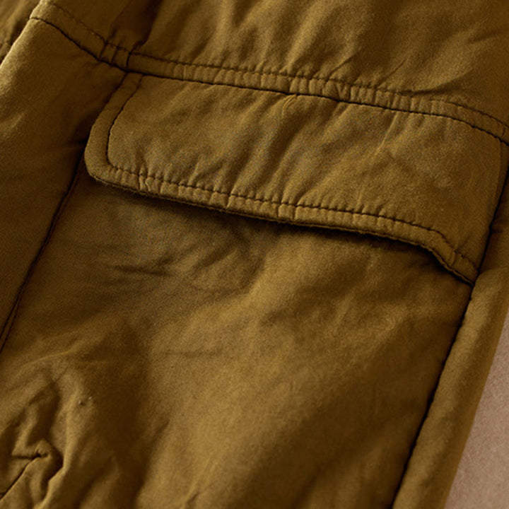 Damskie spodnie haremowe z grubej bawełny z kieszeniami i gładkimi, bawełnianymi watami w kolorze Buddha Stones - image 4