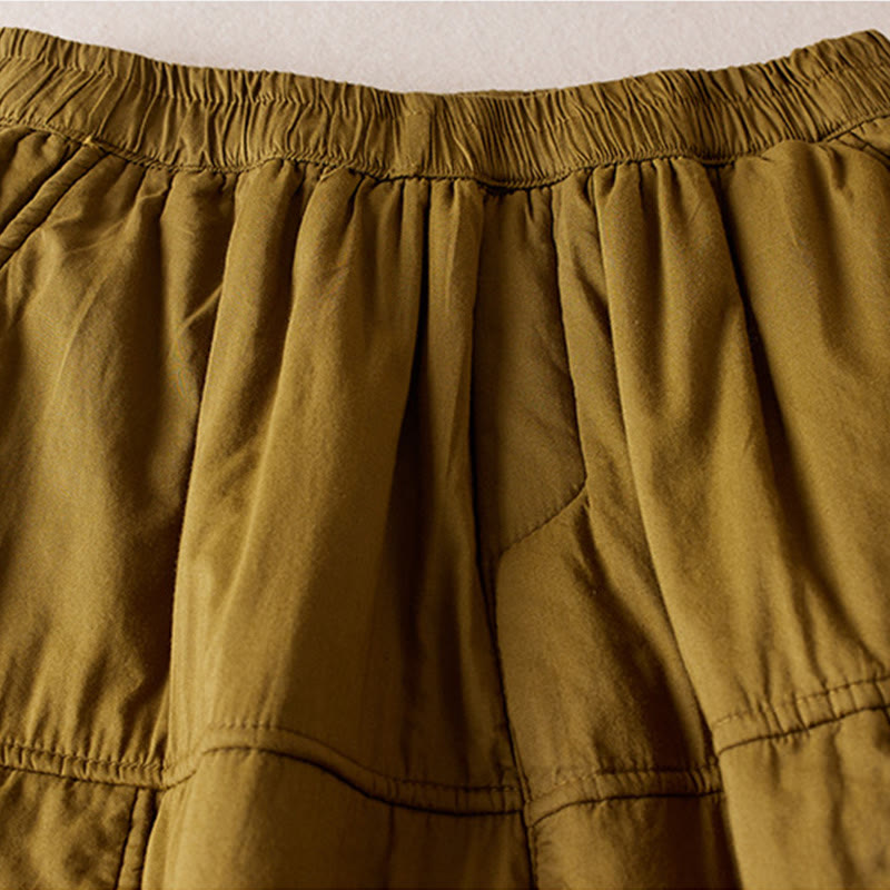 Damskie spodnie haremowe z grubej bawełny z kieszeniami i gładkimi, bawełnianymi watami w kolorze Buddha Stones - image 7