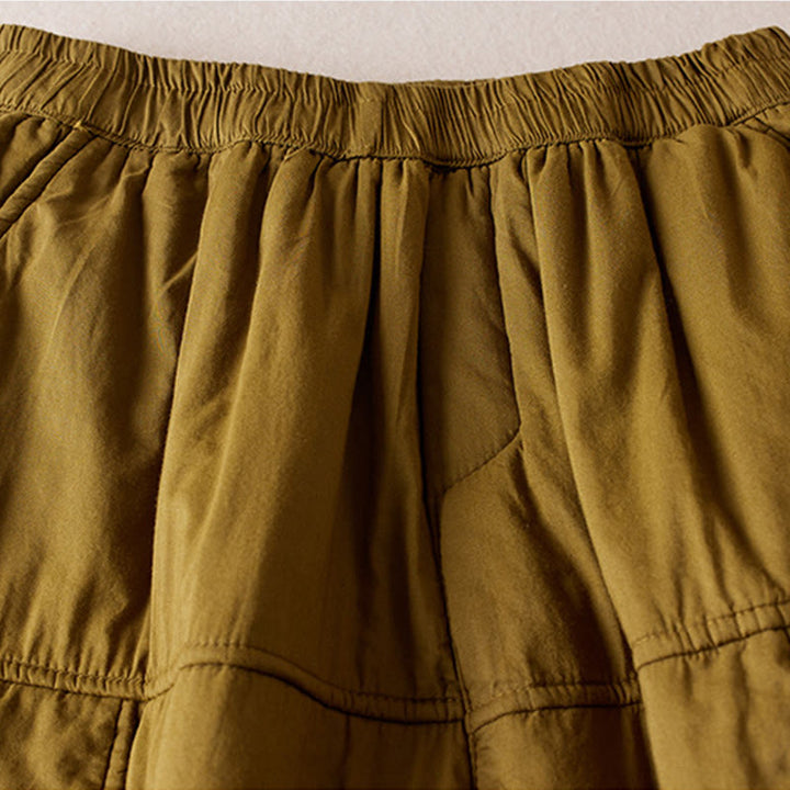 Damskie spodnie haremowe z grubej bawełny z kieszeniami i gładkimi, bawełnianymi watami w kolorze Buddha Stones - image 7