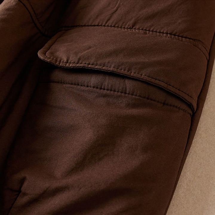 Damskie spodnie haremowe z grubej bawełny z kieszeniami i gładkimi, bawełnianymi watami w kolorze Buddha Stones - image 10