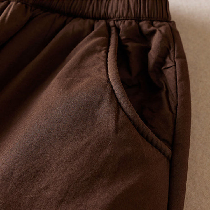 Damskie spodnie haremowe z grubej bawełny z kieszeniami i gładkimi, bawełnianymi watami w kolorze Buddha Stones - image 12