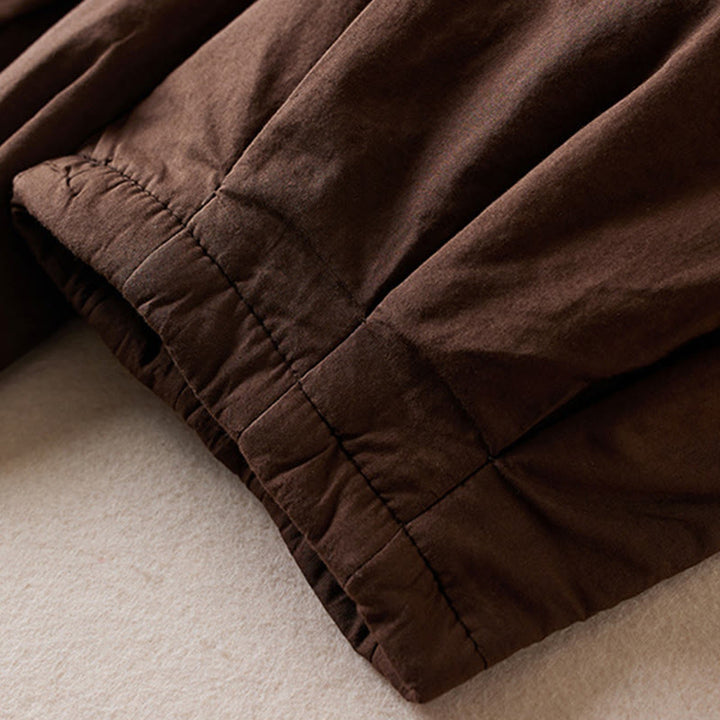 Damskie spodnie haremowe z grubej bawełny z kieszeniami i gładkimi, bawełnianymi watami w kolorze Buddha Stones - image 14