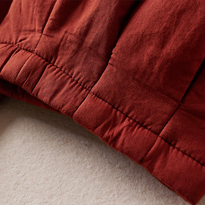 Damskie spodnie haremowe z grubej bawełny z kieszeniami i gładkimi, bawełnianymi watami w kolorze Buddha Stones - image 19