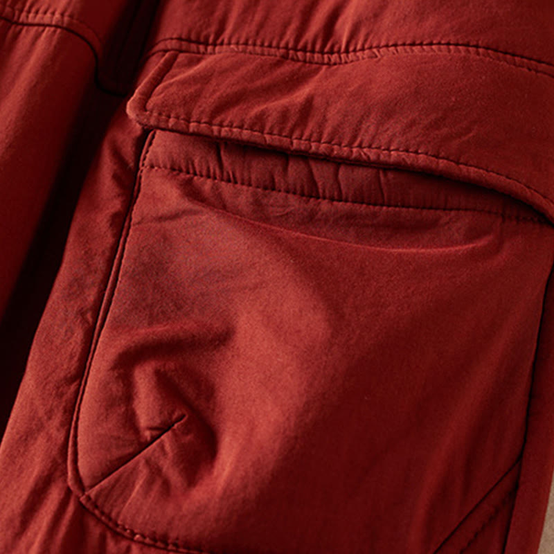 Damskie spodnie haremowe z grubej bawełny z kieszeniami i gładkimi, bawełnianymi watami w kolorze Buddha Stones - image 18