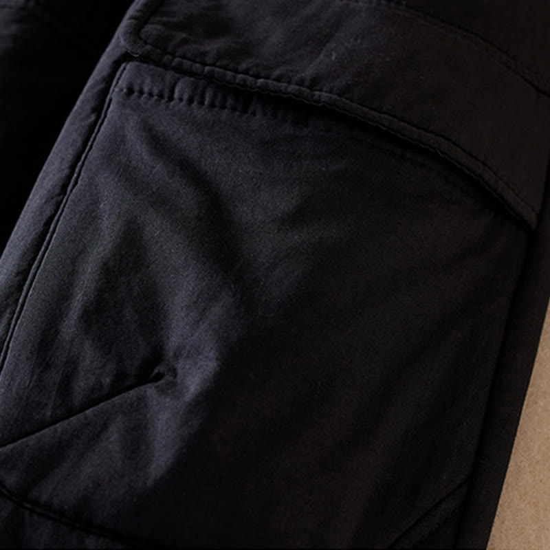 Damskie spodnie haremowe z grubej bawełny z kieszeniami i gładkimi, bawełnianymi watami w kolorze Buddha Stones - image 29