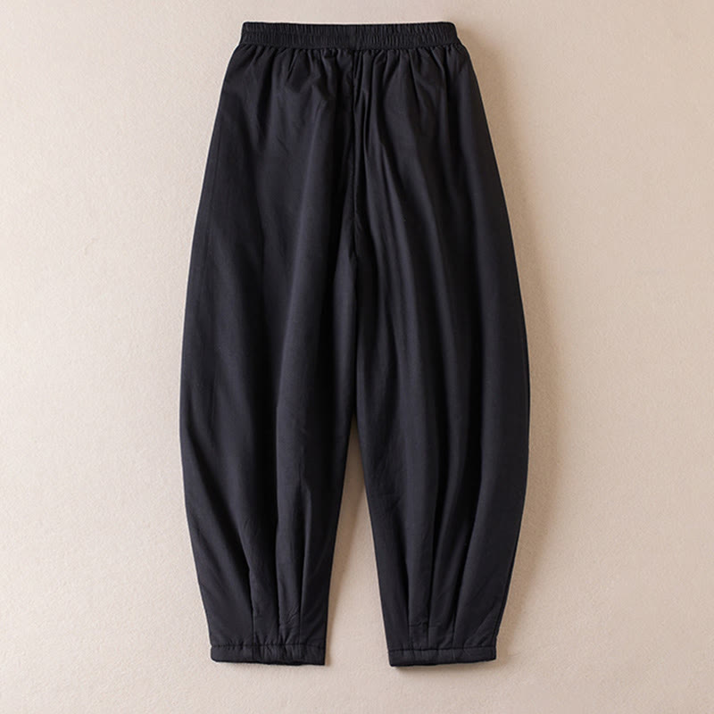 Damskie spodnie haremowe z grubej bawełny z kieszeniami i gładkimi, bawełnianymi watami w kolorze Buddha Stones - image 23