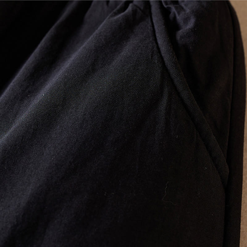 Damskie spodnie haremowe z grubej bawełny z kieszeniami i gładkimi, bawełnianymi watami w kolorze Buddha Stones - image 26