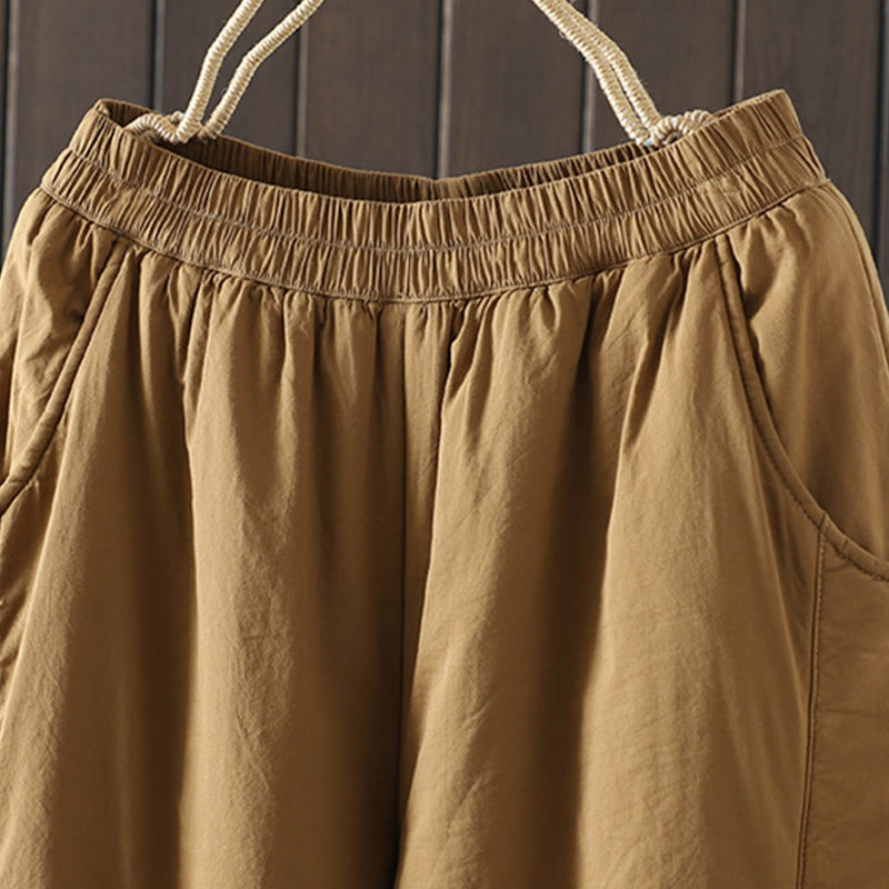 Spodnie damskie haremowe z bawełny z kieszeniami i gładkimi, ciepłymi, bawełnianymi Buddha Stones - image 6