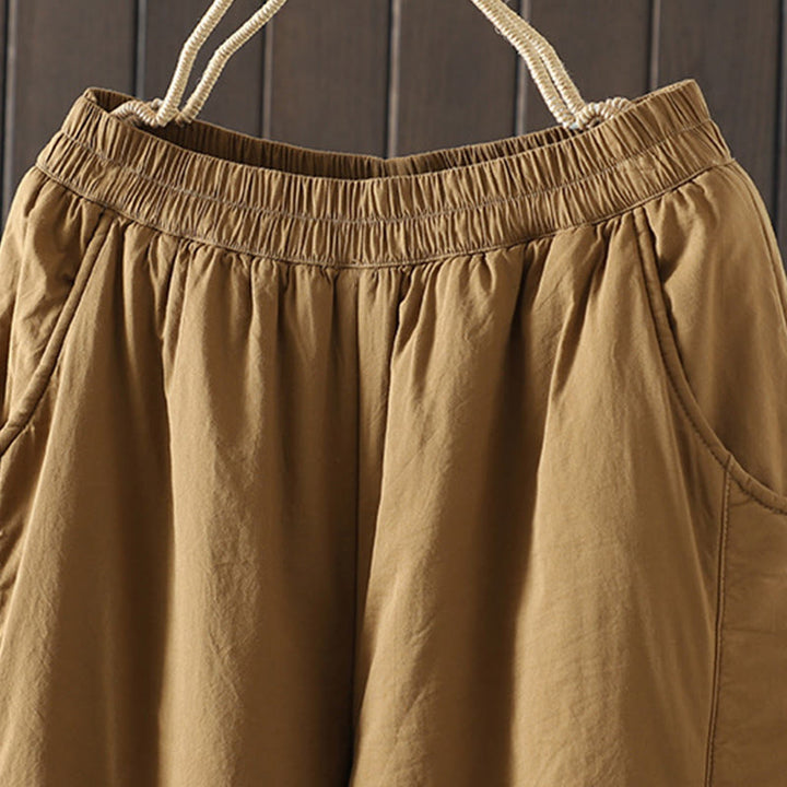 Spodnie damskie haremowe z bawełny z kieszeniami i gładkimi, ciepłymi, bawełnianymi Buddha Stones - image 6