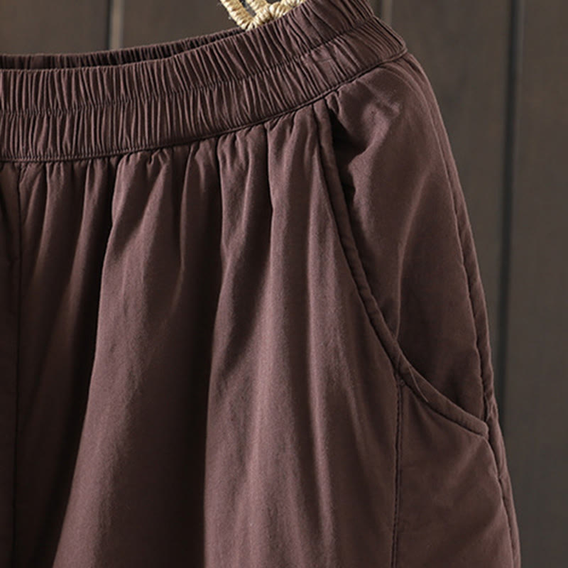 Spodnie damskie haremowe z bawełny z kieszeniami i gładkimi, ciepłymi, bawełnianymi Buddha Stones - image 8